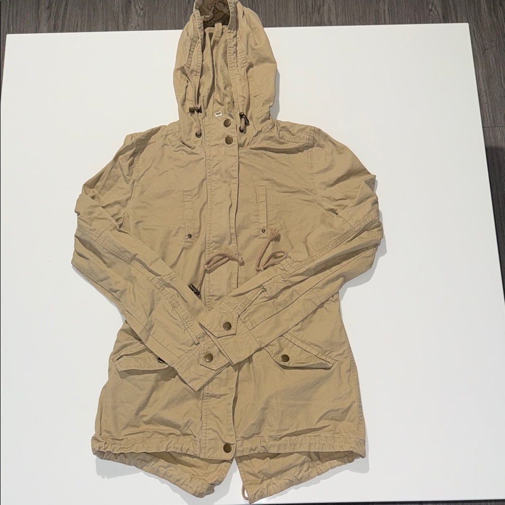 Love Tree Hooded Utility Jacket - Tan Size M